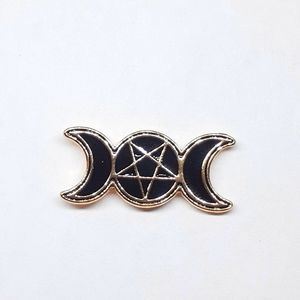 Triple moon pentacle enamel pin